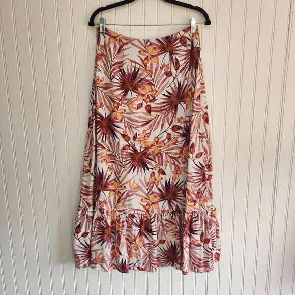 LULUS 'Island Experience' White Tropical Print Maxi Skirt size Medium - Picture 6 of 9